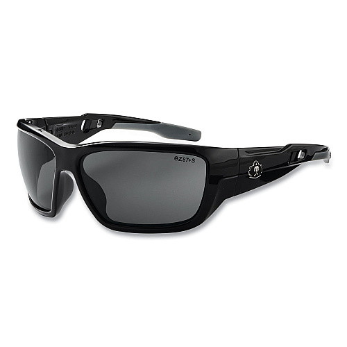 ergodyne Skullerz BALDR Safety Glasses, Black Nylon Impact Frame, Anti-Fog Smoke Polycarbonate Lens (57033)