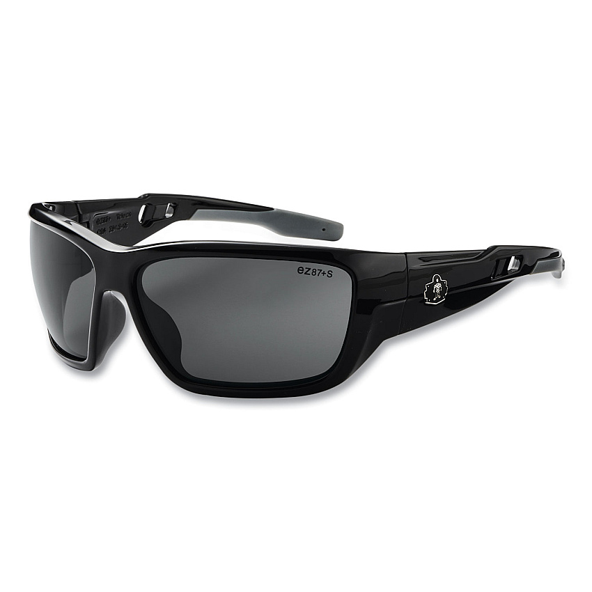 ergodyne Skullerz BALDR Safety Glasses, Black Nylon Impact Frame, Anti-Fog Smoke Polycarbonate Lens (57033)