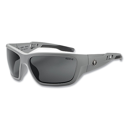 ergodyne Skullerz BALDR Safety Glasses, Matte Gray Nylon Impact Frame, Anti-Fog Smoke Polycarbonate Lens (57133)