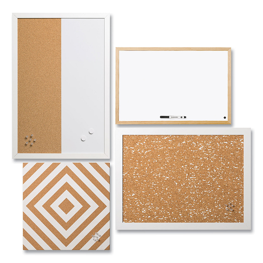 MasterVision Positive Flow Neutrals Message Board Set: (2) Bulletin, (1) Bulletin/Dry Erase, (1) Magnetic Dry Erase, Assorted Sizes (SOR032)