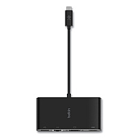 Belkin USB-C Multimedia Adapter, HDMI/Ethernet/USB-A/USB-C/VGA, 4.33", Black (AVC005BKBL)