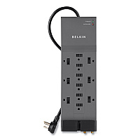 Belkin Professional Series SurgeMaster Surge Protector, 12 AC Outlets, 8 ft Cord, 3,780 J, Dark Gray (BE11223008)