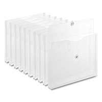 Universal Side Opening Poly Envelopes, 1" Expansion, Letter Size, Clear, 10/Pack (UNV50770)