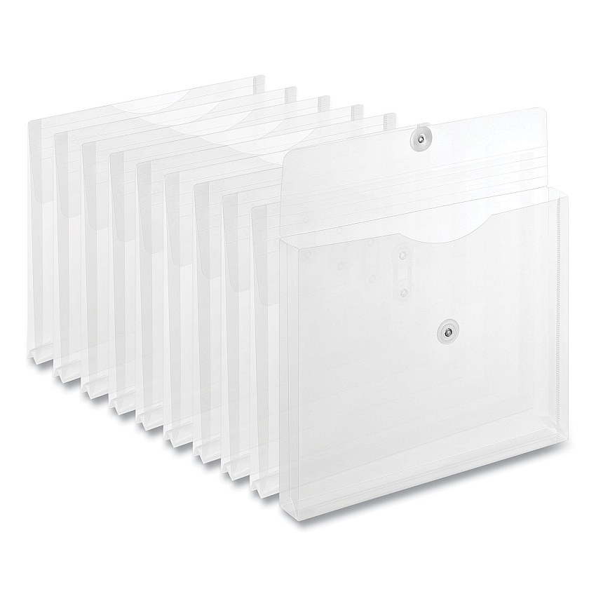 Universal Side Opening Poly Envelopes, 1" Expansion, Letter Size, Clear, 10/Pack (UNV50770)