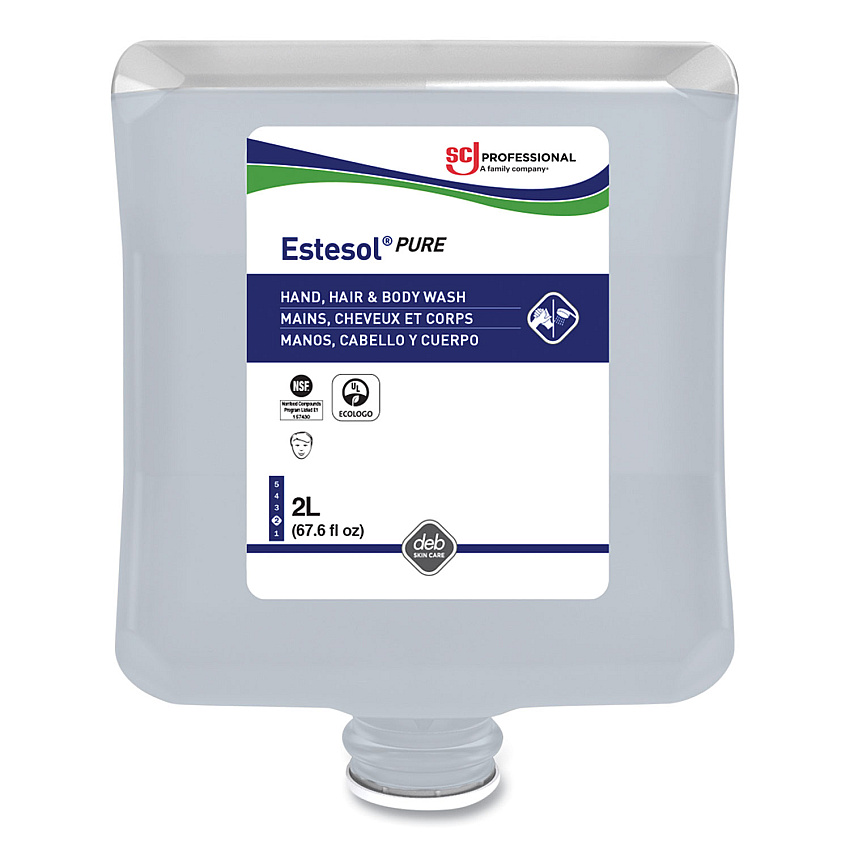 SC Johnson Professional Estesol PURE Hand, Hair and Body Cleaner, Fragrance-Free, 2 L Cartridge Refill, 4/Carton (PUW2LT)