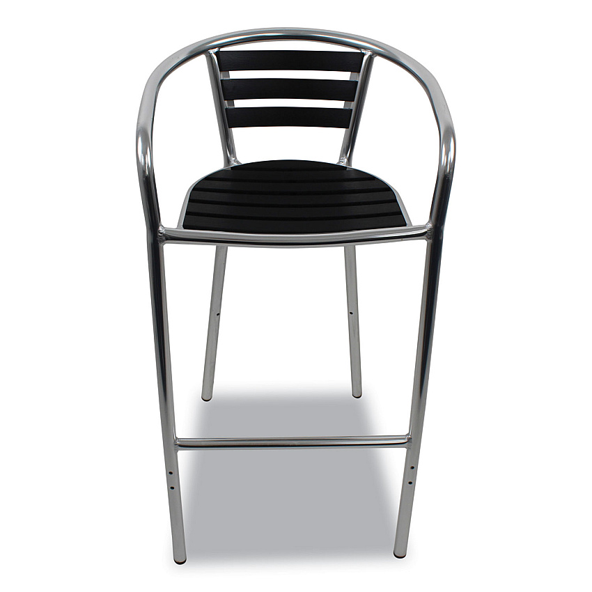 JMC Furniture Pinzon Series Barstools, Supports Up to 300 lb, 31" Seat Height, Black/Silver Seat, Black/Silver Back; Silver Base (PINBSBLK)