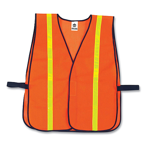 ergodyne 8040HL Non-Certified Hi-Gloss Vest, Polyester, One Size Fits Most, Orange (20070)