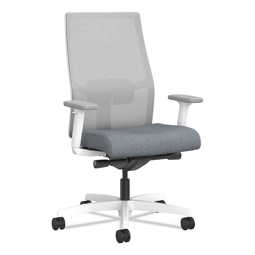 HON Ignition 2.0 4-Way Stretch Mid-Back Mesh Task Chair, Supports 300 lb, 17" to 20" Seat Height, Basalt/Fog/White (I2MM2AFA25YX)