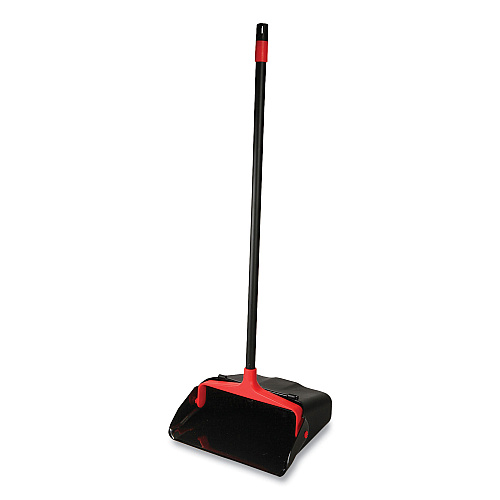 O-Cedar Maxi-Plus Lobby Dust Pan with Rear Wheels, 13 x 35, 30" Handle, Plastic, Black, 6/Carton (96208CT)