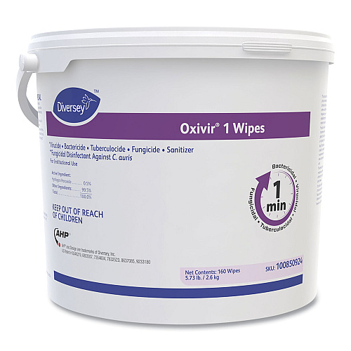 Diversey Oxivir 1 Wipes, 1-Ply, 11 x 12, 160/Canister, 4 Canisters/Carton (100850924)