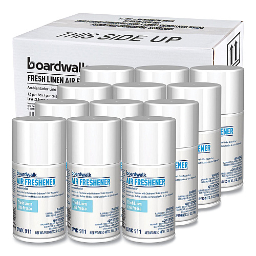 Boardwalk Metered Air Freshener Refill, Fresh Linen Scent Refill, 7 oz Aerosol Can, 12/Carton (BWK911)