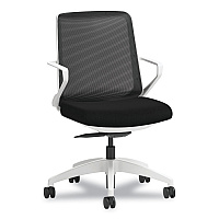 HON Cliq Office Chair, Supports Up to 300 lb, 17" to 22" Seat Height, Black Seat, Black Back, White Base (CLQIMCU10DW)