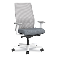 HON Ignition 2.0 4-Way Stretch Mid-Back Mesh Task Chair, Green Adjustable Lumbar Support, Basalt Seat, Fog Back, White Base (I2MM2AFA25KX)