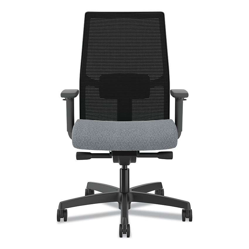 HON Ignition 2.0 4-Way Stretch Mid-Back Mesh Task Chair, Gray Adjustable Lumbar Support, Basalt/Black (I2M2BMLA25TK)