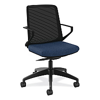 HON Cliq Office Chair, Supports Up to 300 lb, 17" to 22" Seat Height, Navy Seat, Black Back, Black Base (CLQIMAPX13T)