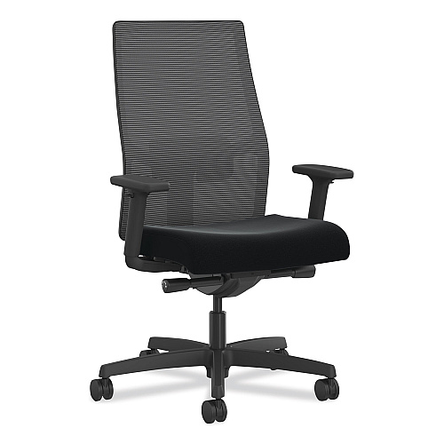 HON Ignition 2.0 4-Way Stretch Mid-Back Task Chair, Green Adjustable Lumbar Support, Black Seat, Black Back, Black Base (I2MM2AMC10KT)