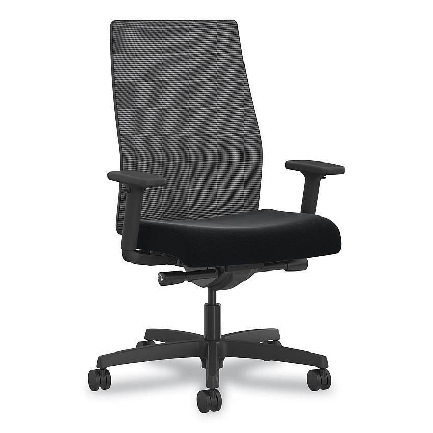 HON Ignition 2.0 4-Way Stretch Mid-Back Mesh Task Chair, Orange Adjustable Lumbar Support, Black (I2MM2AMC10MT)