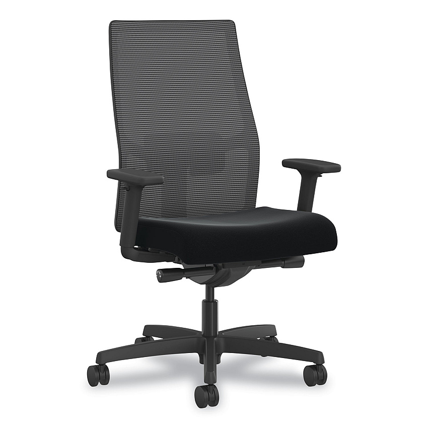 HON Ignition 2.0 4-Way Stretch Mid-Back Mesh Task Chair, Gray Adjustable Lumbar Support, Black (I2MM2AMC10TT)
