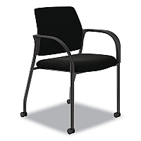 HON Ignition Series Guest Chair with Arms, Polyurethane Fabric Seat, 25" x 21.75" x 33.5", Black (IS109HUR10)