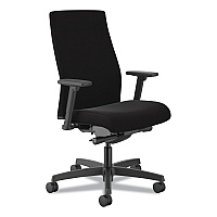 HON Ignition 2.0 Upholstered Mid-Back Task Chair, 17" to 21.5" Seat Height, Black Fabric Seat/Back (I2U2AHCU10TK)