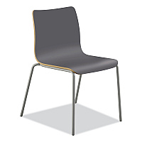 HON Ruck Laminate Chair, Supports Up to 300 lb, 18" Seat Height, Charcoal Seat/Back, Silver Base (RUCK1LSP8)