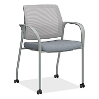 HON Ignition Series Mesh Back Mobile Stacking Chair, 25 x 21.75 x 33.5, Basalt Seat, Fog Back, Textured Silver Base (I2S6FHFA258T)