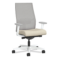 HON Ignition 2.0 4-Way Stretch Mid-Back Task Chair, White Adjustable Lumbar Support, Biscotti Seat, Fog Back, White Base (I2MM2AFH11WX)
