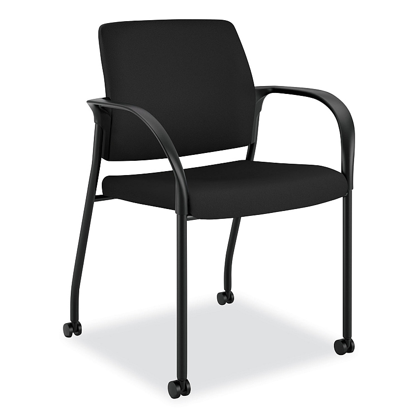 HON Ignition Series Guest Chair with Arms, Polyester Fabric Seat, 25" x 21.75" x 33.5", Black (IS109HCU10)