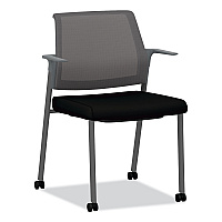 HON Cipher Mesh Back Guest Chair, 24.25" x 24.13" x 33.5", Black Seat, Charcoal Back, Charcoal Base (CFRGFHCC10P7)