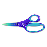Fiskars Big Kid Ombre Scissors, Pointed Tip, 7.5" Long, 3.5" Cut Length, Straight Purple/Turquoise Handle (1067127)