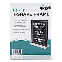 NuDell Clear Plastic T-Shaped Countertop Sign Holder, Two-Sided, Bottom-Load, Horizontal/Vertical Orientation, 8.5 x 11 Insert (38020Z)
