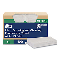 Tork&reg; 2-in-1 Scour and Cleaning Towel, 1-Ply, 1/4 Fold, 120 Towels (192815)