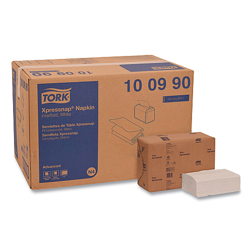 Tork Xpressnap Interfold Dispenser Napkins, 2-Ply, 6.5 x 8.5, White, 500/Pack, 12 Packs/Carton (100990)