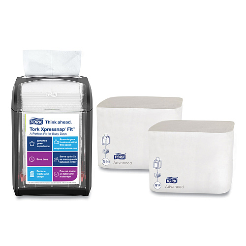 Tork&reg; Xpressnap Fit N4 Starter Pack with 2 Napkin Bundles, Black (800723)