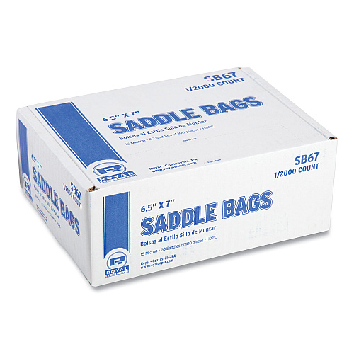 AmerCareRoyal Saddle Bags, Fold-Top Closure, 0.59 mil, 7.99" x 6.49", Clear, 2,000/Carton (SB67)