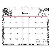 Blue Sky Analeis Wall Calendar, Floral Artwork, 11 x 8.75, White/Black/Coral Sheets, 12-Month (Jan to Dec): 2026 (100028)