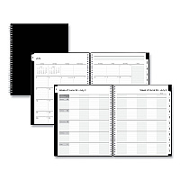 Blue Sky Teacher's Solid Black Weekly/Monthly Lesson Planner, 9 Classes, 11 x 8.5 Sheets, 12-Month (July to June), 2025 to 2026 (134433)