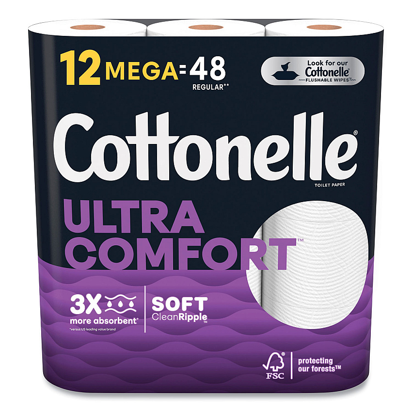 Cottonelle&reg; Ultra ComfortCare Standard Toilet Paper, 2-Ply, 284 Sheet Roll, 48 Rolls (55494)