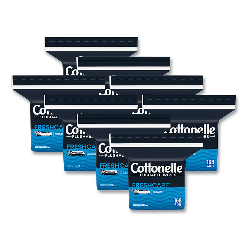 Cottonelle Fresh Care Flushable Cleansing Cloths, 1-Ply, 5 x 7.25, White, 168/Pack, 8 Packs/Carton (10358CT)