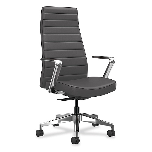 HON Cofi Executive High Back Chair, Supports Up to 300 lb, Graphite Seat, Graphite Back, Polished Aluminum Base (CEUW0PU19C4P)