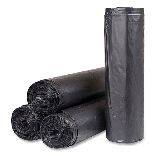 Inteplast Group Institutional Low-Density Can Liners, 45 gal, 1.2 mil, 40" x 46", Black, Interleaved Roll, 25 Bags/Roll, 4 Rolls/Carton (SL4046120K)