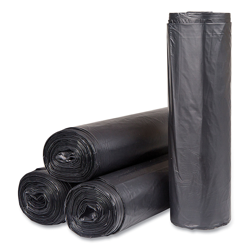 Inteplast Group Institutional Low-Density Can Liners, 45 gal, 1.2 mil, 40" x 46", Black, Interleaved Roll, 25 Bags/Roll, 4 Rolls/Carton (SL4046120K)