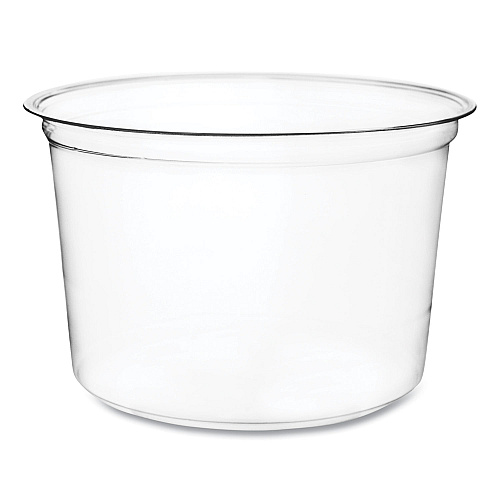 Vegware Round Deli Pots, Compostable, 16 oz, 4.6 Diameter x 3"h, Clear, Plastic, 500/Carton (CFDC16)