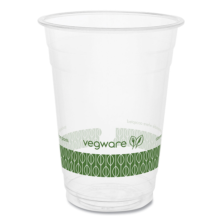 Vegware 96-Series Cold Cup, Compostable, 16 oz, Clear/Green, 1,000/Carton (R500YG)