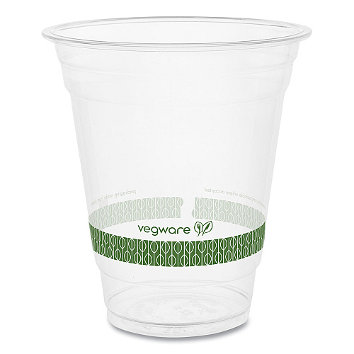 Vegware 96-Series Cold Cup, Compostable, 12 oz, Clear/Green, 1,000/Carton (R360YG)