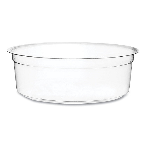 Vegware Round Deli Pots, Compostable, 8 oz, 4.6" Diameter x 1.5"h, Clear, Plastic, 500/Carton (CFDC08)