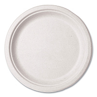 Vegware Molded Fiber Tableware, Compostable, Plate, 10" dia, White, 500/Carton (WHBRG10)