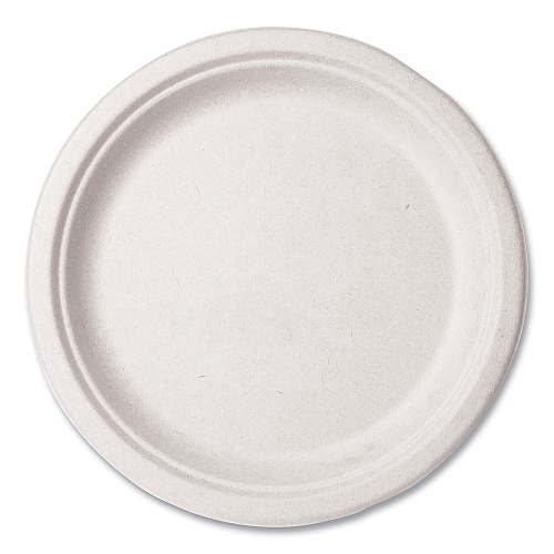 Vegware Molded Fiber Tableware, Compostable, Plate, 10" dia, White, 500/Carton (WHBRG10)