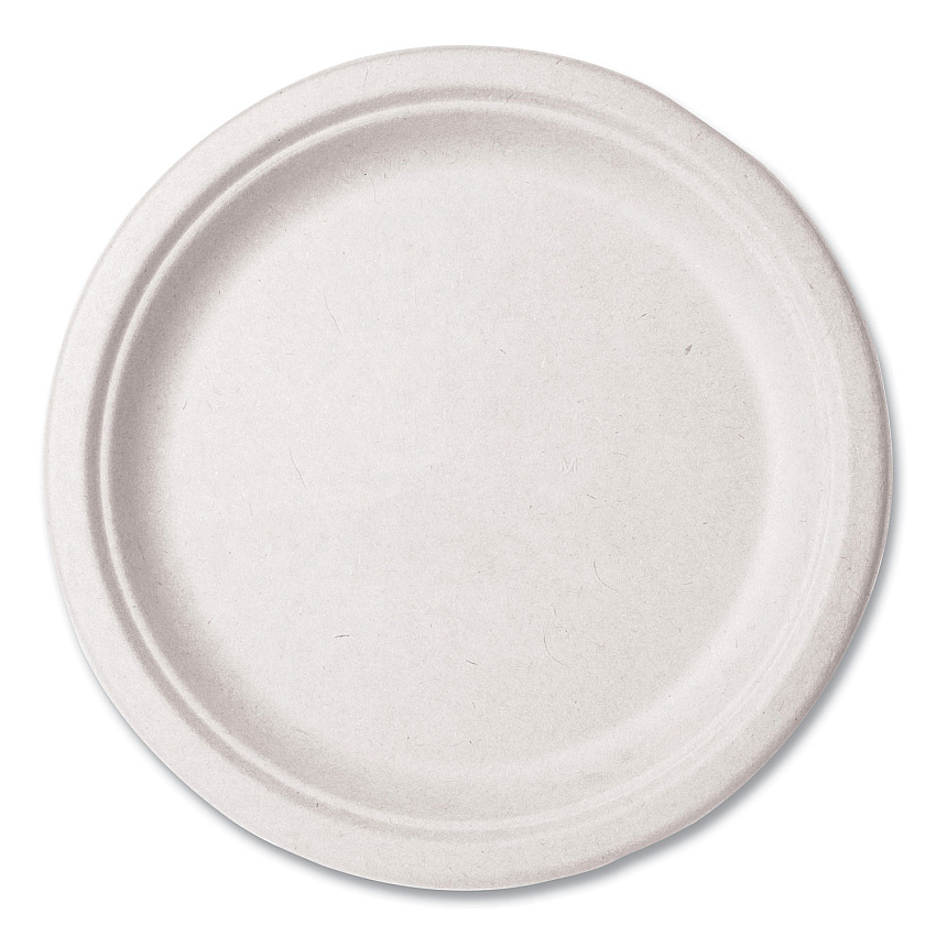 Vegware Molded Fiber Tableware, Compostable, Plate, 10" dia, White, 500/Carton (WHBRG10)
