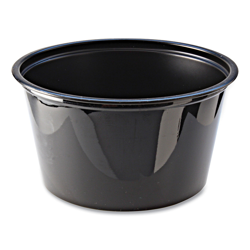 Fabri-Kal Portion Cups, 4 oz, Black, 125/Sleeve, 20 Sleeves/Carton (PC400B)